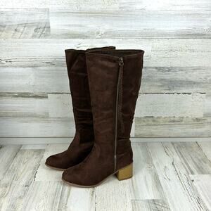 Journee Collection Women’s 6 Sandra Brown Faux Suede Fur Lined Calf Boots New